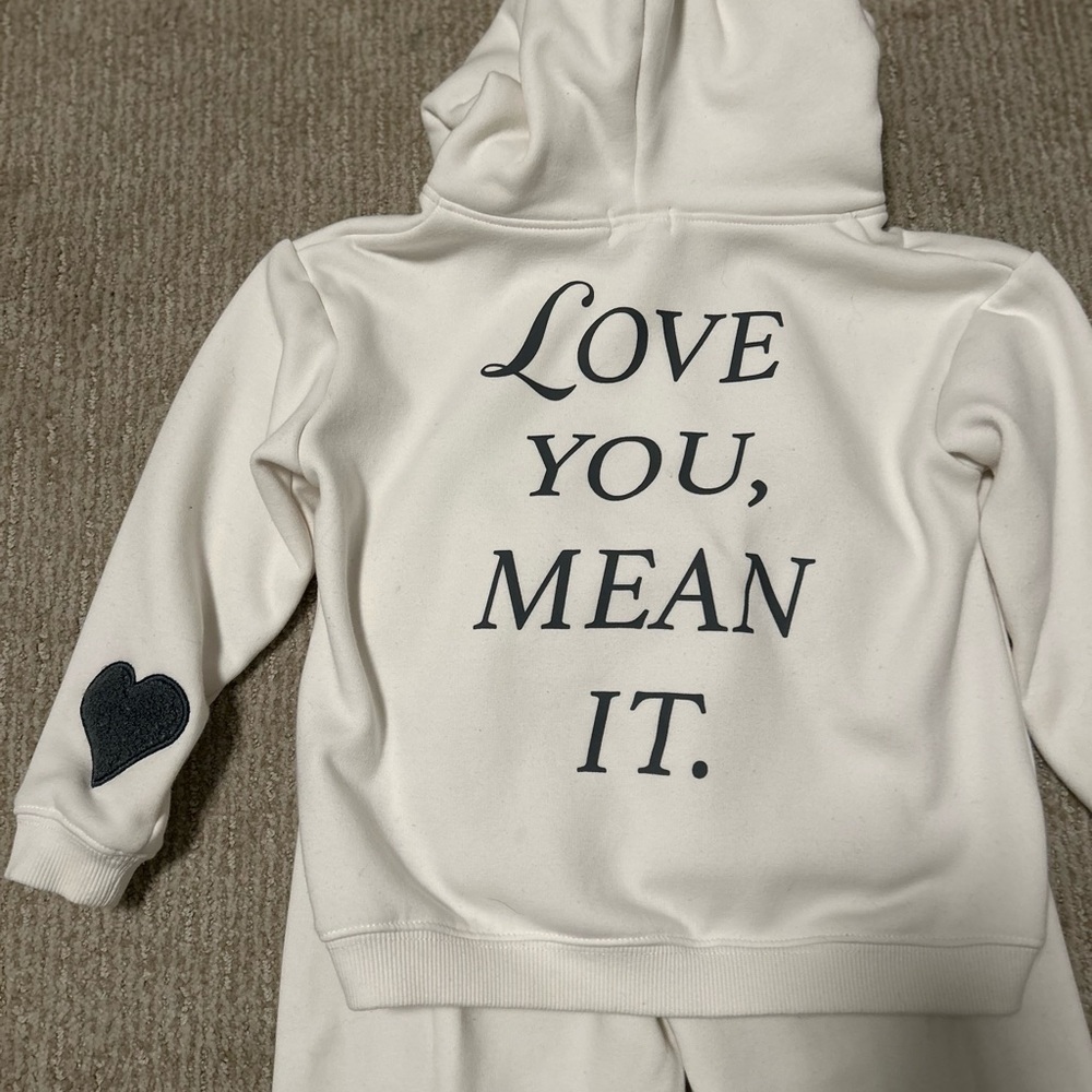 2 Pc Atlas Grey Toddler Cream Hoodie and Jogger Set